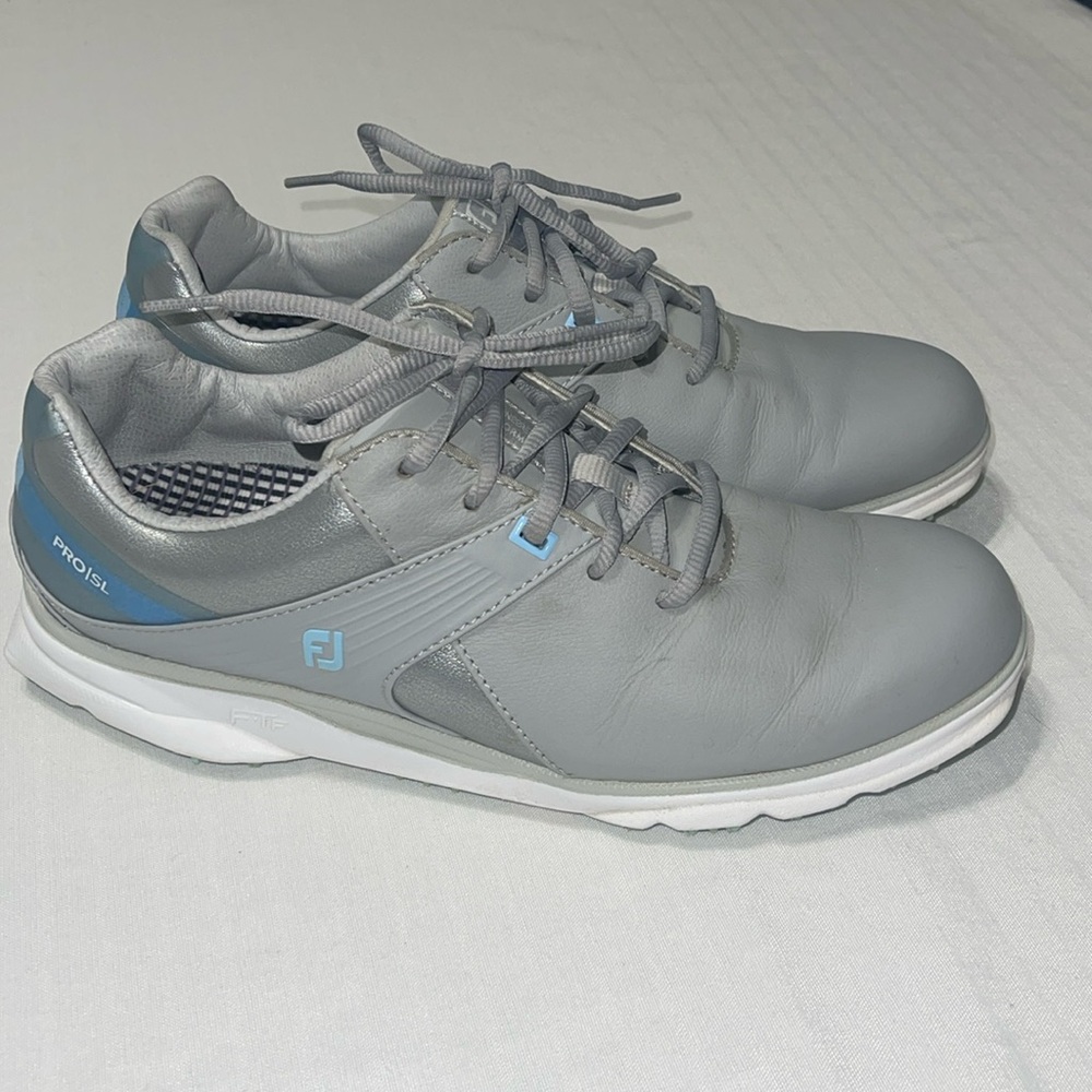 FootJoy Pro SL Golf Gray Light Blue Athletic Golf Shoes 98118 Women's Size 10